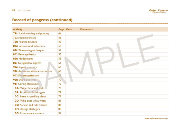 Sample page from Training Tools CD