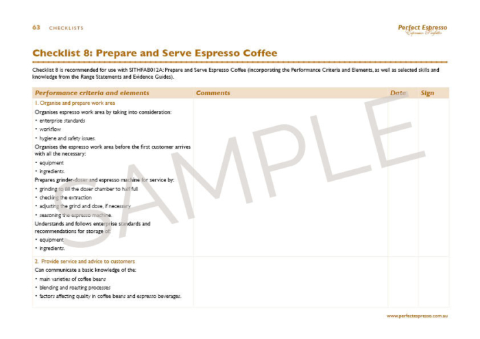 Sample page from Training Tools CD