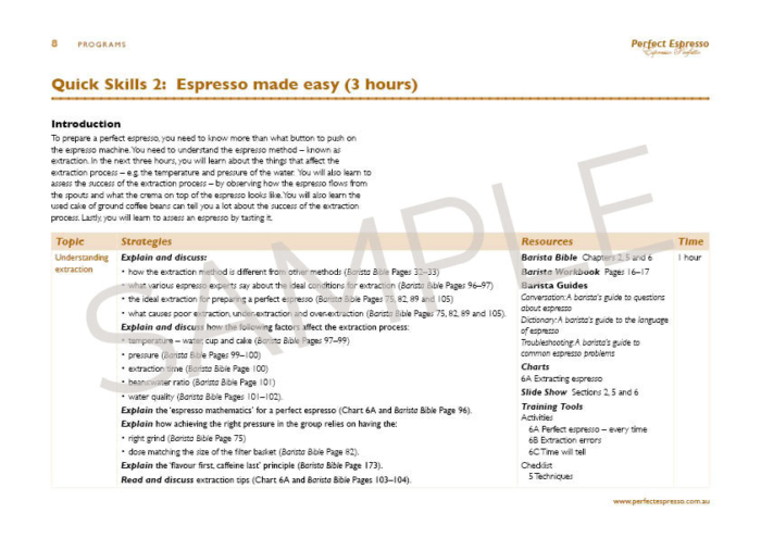 Sample page from Training Tools CD