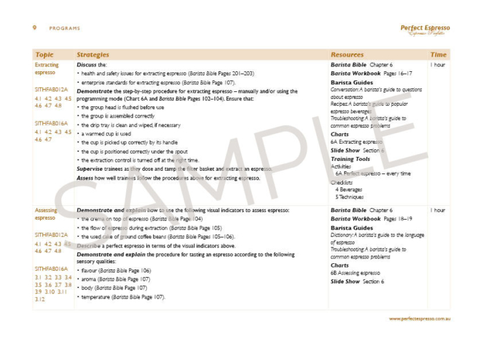 Sample page from Training Tools CD