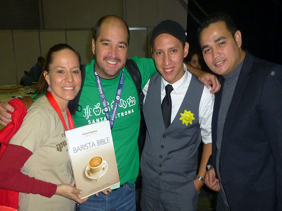 Federico Bolanos & William Hernandez from El Salvador with Barista Bible at World Barista Championships at MICE 2013