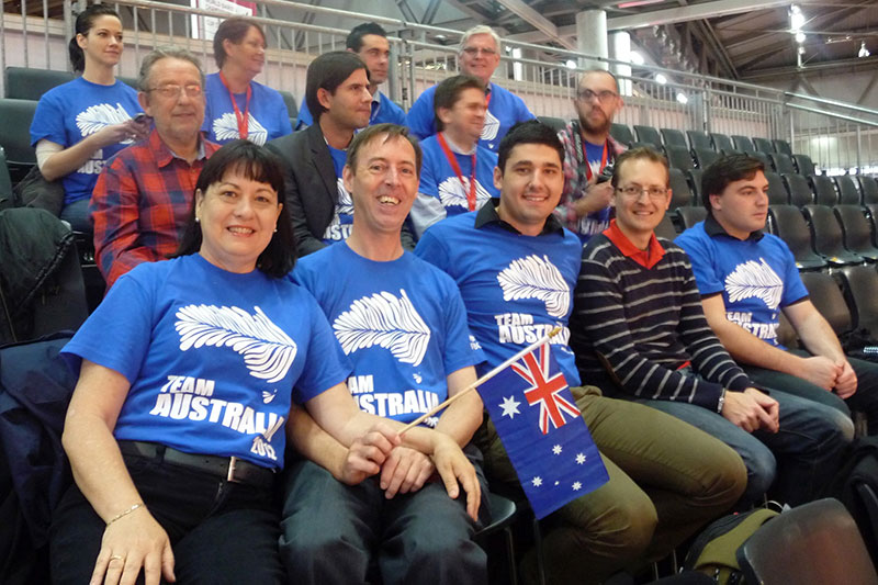 Christine and paul with team supporters in vienna