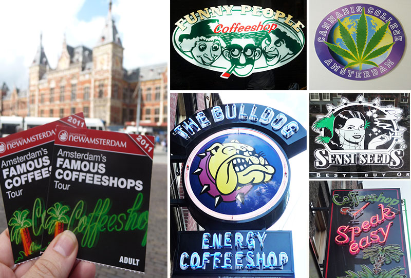 Collage of Amsterdam coffeeshops