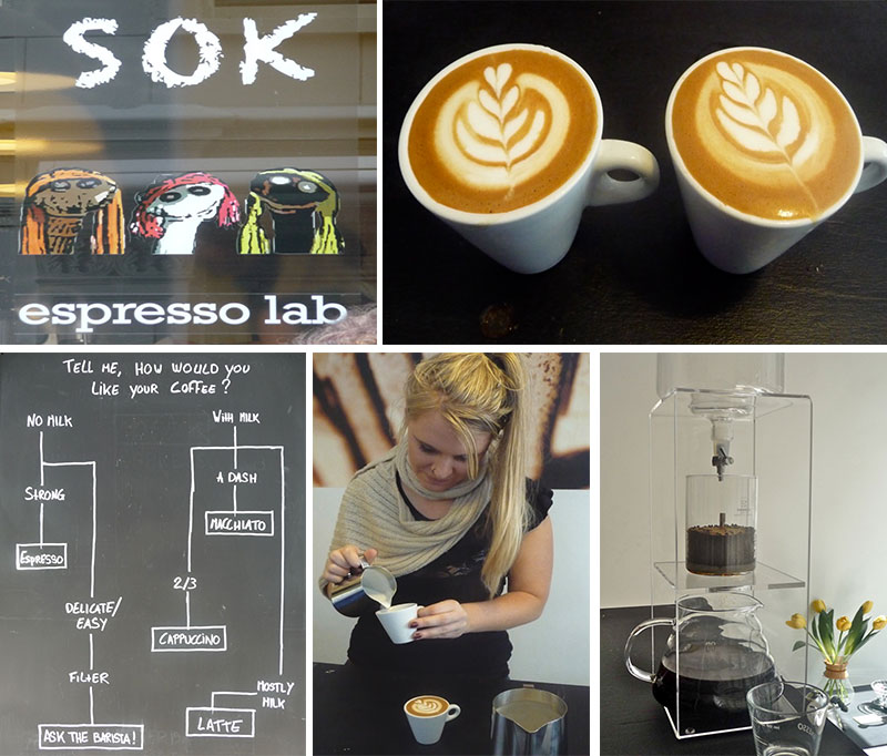 Collage of SOK Espresso lab