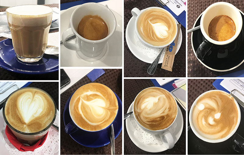 Collage of coffee art