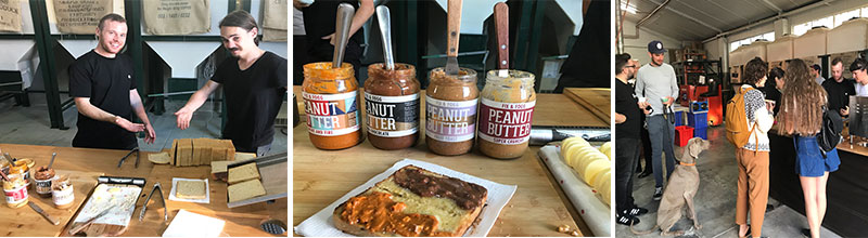 Collage of peanut paste