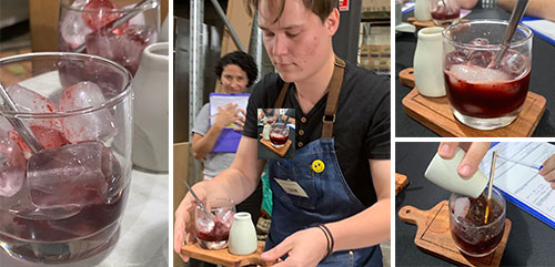 collage of pics of young man serving beverage in a glass